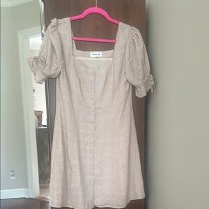 Sugarlips Tan Puff Sleeve Mini Sundress